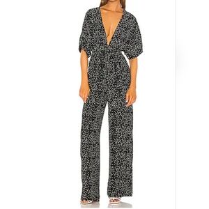 Shaycation x REVOLVE The Lisa Jumpsuit Elegant Black and White Polka Dot Sz S
